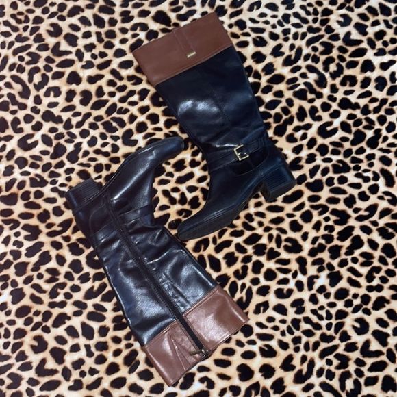 •BANDOLINO• brown/black boots with gold hardware in size 7.5 - Picture 3 of 12